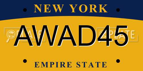 AWAD45 New York License Plate