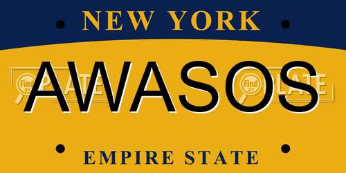 AWASOS New York License Plate