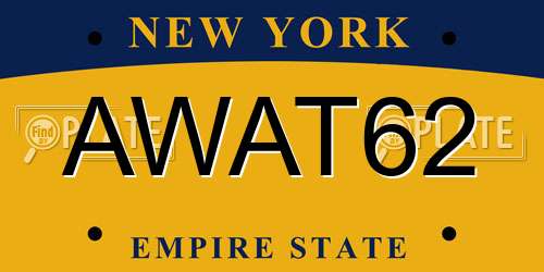 AWAT62 New York License Plate