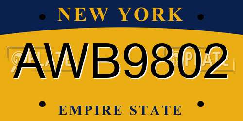 AWB9802 New York License Plate
