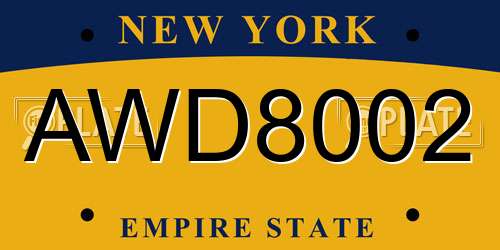 AWD8002 New York License Plate
