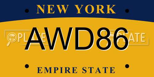 AWD86 New York License Plate