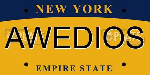 AWEDIOS New York License Plate