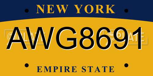 AWG8691 New York License Plate
