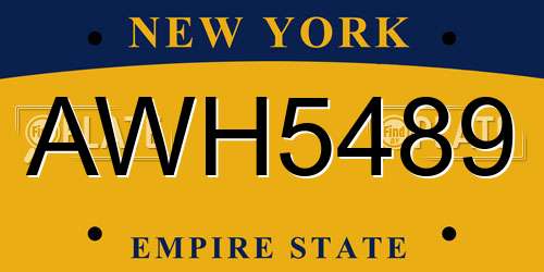 AWH5489 New York License Plate