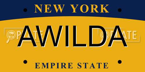 AWILDA New York License Plate