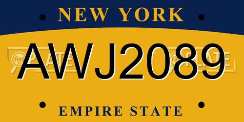 AWJ2089 New York License Plate