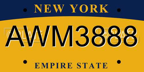 AWM3888 New York License Plate