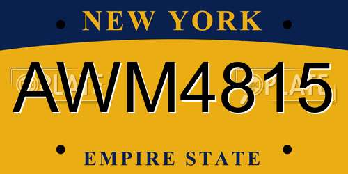 AWM4815 New York License Plate