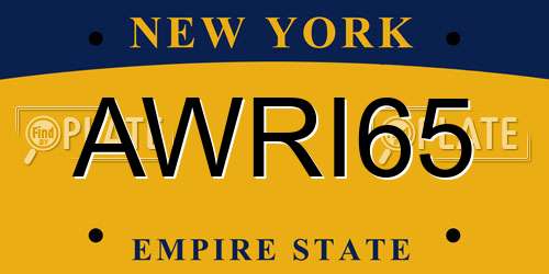 AWRI65 New York License Plate