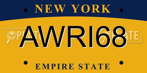 AWRI68 New York License Plate