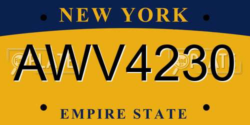 AWV4230 New York License Plate