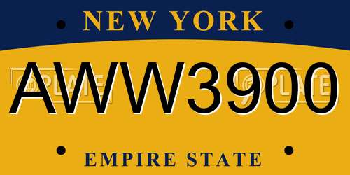 AWW3900 New York License Plate