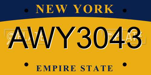 AWY3043 New York License Plate