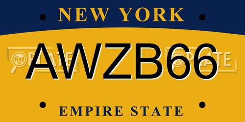 AWZB66 New York License Plate
