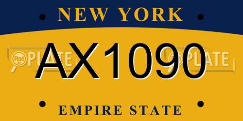 AX1090 New York License Plate