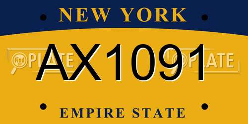 AX1091 New York License Plate