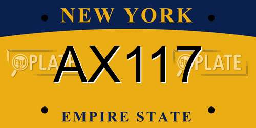 AX117 New York License Plate