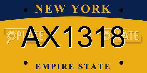 AX1318 New York License Plate