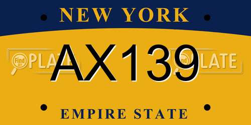 AX139 New York License Plate