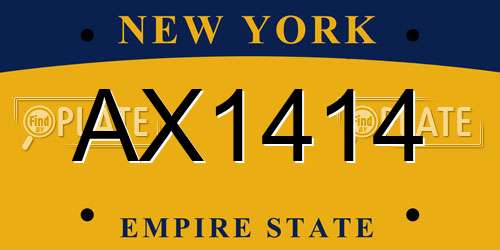 AX1414 New York License Plate