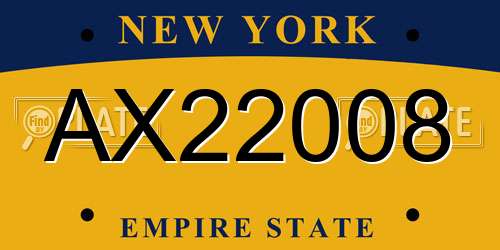 AX22008 New York License Plate