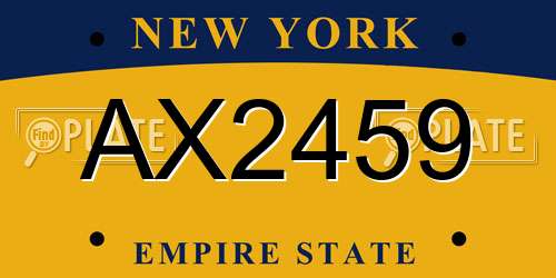 AX2459 New York License Plate