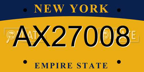 AX27008 New York License Plate