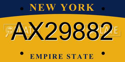 AX29882 New York License Plate