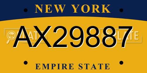 AX29887 New York License Plate