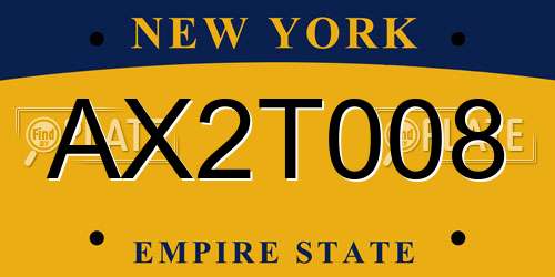 AX2T008 New York License Plate