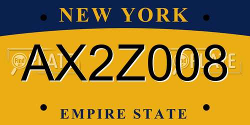 AX2Z008 New York License Plate