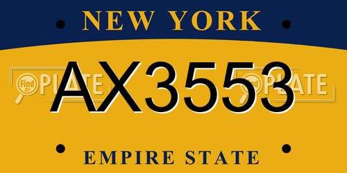 AX3553 New York License Plate