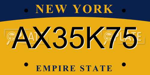 AX35K75 New York License Plate
