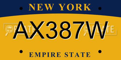 AX387W New York License Plate