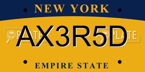 AX3R5D New York License Plate