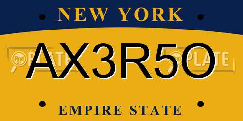 AX3R5O New York License Plate