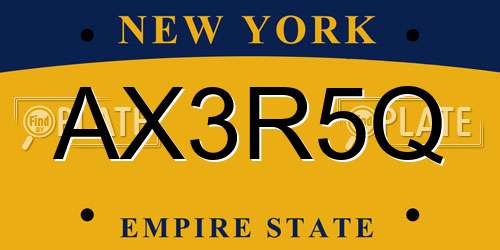 AX3R5Q New York License Plate