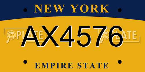 AX4576 New York License Plate