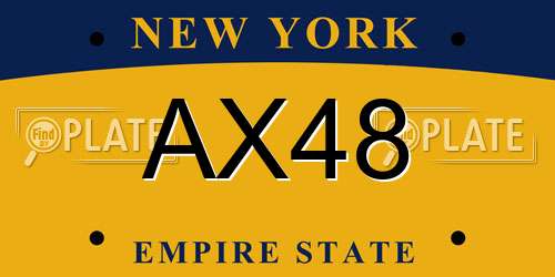 AX48 New York License Plate