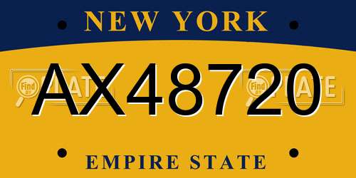 AX48720 New York License Plate