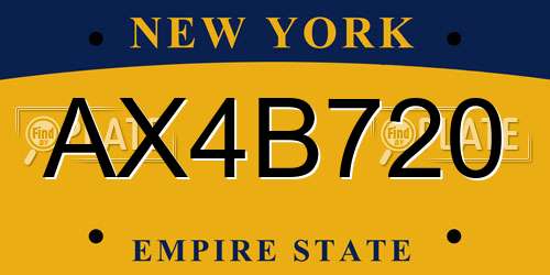 AX4B720 New York License Plate