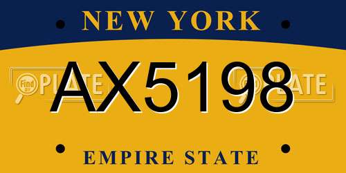 AX5198 New York License Plate