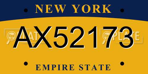 AX52173 New York License Plate