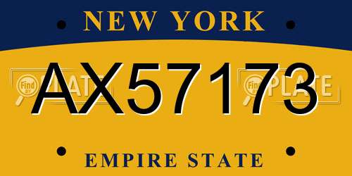 AX57173 New York License Plate