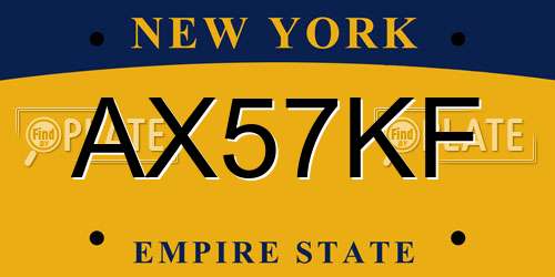 AX57KF New York License Plate