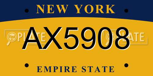 AX5908 New York License Plate