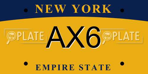 AX6 New York License Plate