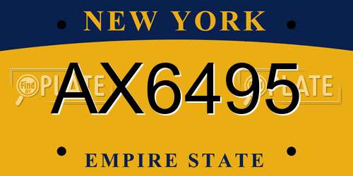 AX6495 New York License Plate