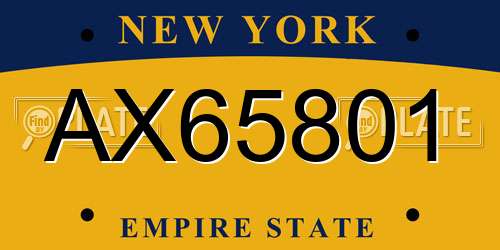 AX65801 New York License Plate
